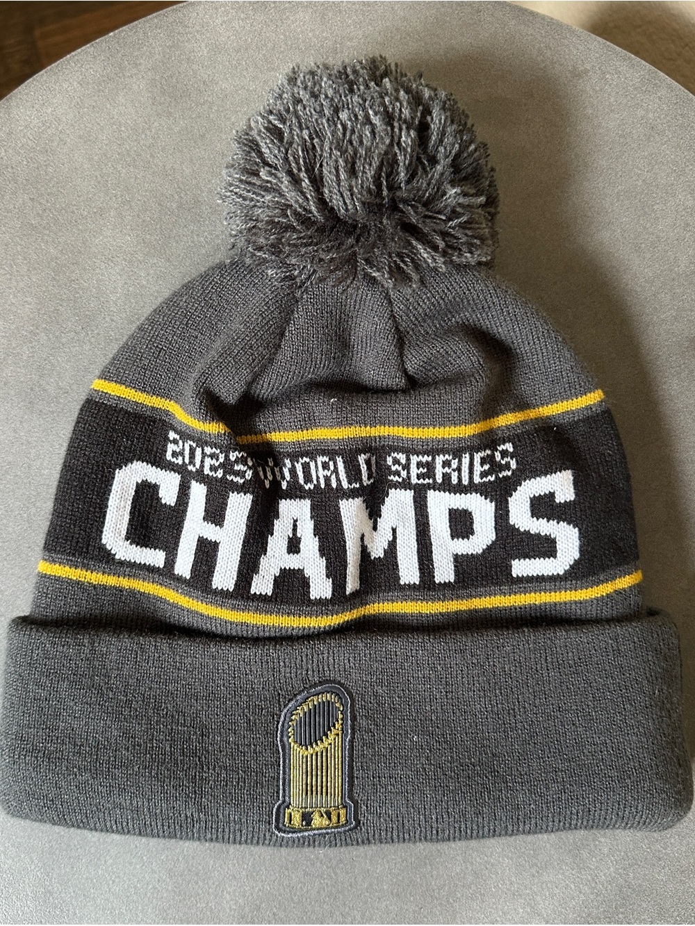 NEW Texas Rangers Champs 2023 World Series Beanie Hat Gray One Size Unisex